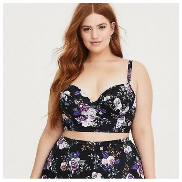 Torrid Purple Floral Underwire Bikini Top 6X - Picture 2 of 5